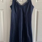 St. Michaels Marks‎ Spencer Womens Large Navy Lace Satin Slip Dress Blue Photo 0