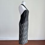 Vintage Leather Wool Dress 40 Black Asymmetric Shoulder Column Art Avant Garde Photo 4