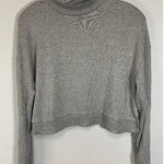 SO  Women’s Turtleneck Sweater Tight Knit Crop Long Sleeve Gray Small Photo 0