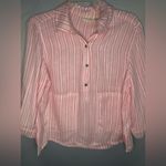 Westbound  woman's button down pink & white striped blouse blouse size medium Photo 7