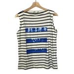 ZARA Black & White Stripe Blue Sequin Tank Top M Photo 1