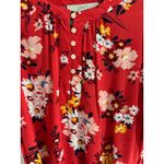 Loft  Midi Dress Womens 6P Red Floral Short Sleeve Bleted Career Preppy Modest Photo 3