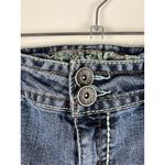 Truce Jeans Denim Bermuda Shorts Size 9 Embroidered Flap Pockets Distressed Blue Photo 2