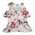 Belle Sky NWT Womens Belle & Sky Pink Flutter Sleeve Lucient Floral Top - Sz XS Photo 0