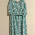 Alice + Olivia  Sequin beaded turquoise aqua mini floral beaded lace dress Photo 0