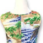 Talbots  Dress Blue Green Tropical Palm Floral Print Hawaiian Print Sleeveless 2P Photo 3