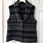 Lauren Ralph Lauren Purple Grey Fair Isle Lambswool Button Sweater Vest Large Photo 0