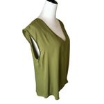 J.Crew NEW  Olive Green V-Neck Sleeveless Blouse Medium | Boxy Relaxed Draped Top Photo 3