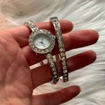 Gift watch set quartz diamonds bracelet Silver Photo 3