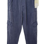 Cynthia Rowley  Blue Linen Blend Cargo Jogger Pants NWT Size Large Cargo Joggers Photo 0