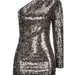 Simona Corsellini Metallic Leopard Sequins Short Dress Size 42 or Small Silver Photo 0