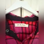 Free People  We the Free Pacific Dawn Plaid Shirt Pink Red Black Peplum Size S Photo 5