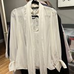 ZARA new without tags medium cream blouse with front tie Photo 0