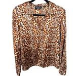 American Vintage Vintage Leopard Cheetah Animal Print Silk Button Down Career Neutral Top Large Photo 0