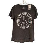 Vintage Concert Tees All You Need Is Love Peace Tshirt Women's M Charcoal Retro Gray Size M Photo 1