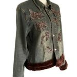 Spiegel Vintage Spiegle denim beaded and faux trim jacket. Size M Photo 2
