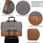 Weekender Overnight Bags for Women Large Leather Canvas Travel Duffle Bag with Shoe Compartment Photo 4