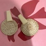 Oversized Wicker Statement Earrings from Greece Tan Photo 2