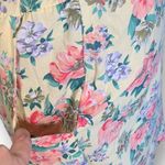 Vintage Dress Pastel Yellow Pink Granny Floral Printed Flowy Short Sleeve Midi Size M Photo 2