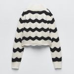 ZARA nwt chenille knitted striped turtleneck sweater top Photo 5
