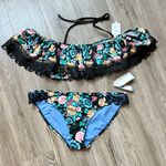 Time & Tru Elevated Victorian Floral Off the Shoulder Swimsuit Set NWT Photo 2