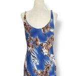 Vintage Hilo Hattie Sleeveless Dress Hawaiian Blue Palm Tree Ukulele Print Mini Size M Photo 2