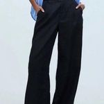 Madewell  The Harlow Wide Leg in 100% Linen Pant Black Size 8 Petite Photo 0
