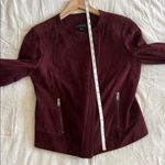 Ann Taylor Suede Genuine Leather Jacket Burgundy Sz XS Biker Moto Photo 5