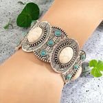 Bohemian Retro Style Silver Color Elastic‎ Women's Turquoise Bracelet Photo 0