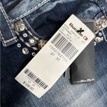 Miss Me  buckle blue beaded embroidered vintage 90s 2000s Y2K bootcut jeans 28x33 Photo 10