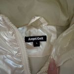 Shiny Hooded Cropped Puffer Vest Large Silver Size undefined Photo 2