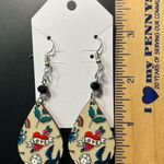 Heart Tattoo Teardrop Drop Pierced Earrings New Photo 0