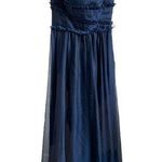 Monique Lhuillier Ruffle Evening Gown, Navy Blue, Size 4 Photo 0