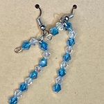 Blue & Clear Crystal Candy Cane Earrings Photo 3