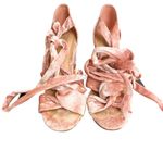 Forever 21 Pink Crushed Velvet Tie Ankle Womens High Heels Size 8 Photo 2