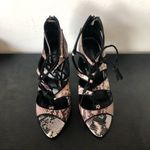 ZARA  Snakeskin Lace-Up Sandals Party Heels Zipper Back 39 US 8.5 Photo 2