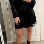 Midnight Doll Dillard’s Black Long Sleeve Mini Short Jacquard Smock Dress Size Medium Photo 0