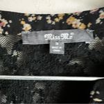 Miss Me  Black Lace Ditsy Floral Gypsy Boho Button Down Peasant‎ Blouse Photo 4