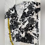 Talbots  Black and White Floral Short Sleeve Cardigan Photo 5