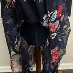 Ralph Lauren LRL Dress Midi Floral Ruffle Balloon Sleeve Lined Belt Blue Red Photo 7