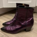 Lautrechose Vintage Purple Metallic Leather Cap Toe Ankle Boots Booties Shoes 36 Size 5.5 Photo 6