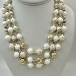 West Germany white and gold tone vintage triple strand necklace Photo 7