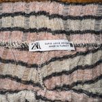 ZARA  Knit Pants Small Striped Stretchy High Rise Kick Flare Bootcut Lettuce Hem Photo 5