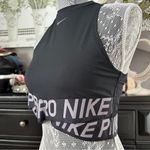 Nike Pro High Neck Mesh Back Crop Sports Bra Top Black L | Compressive Fit Photo 2