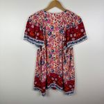 Rose + Olive Floral Smocked Tunic Top Size 1X Multicolor Lightweight Boho Office White Photo 3