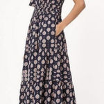 Anthropologie  x Maeve Somerset Tiered Maxi Dress Pockets Blue Motif XS Photo 0