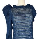 Magda Butrym Crochet Cotton Leather One Sleeve Mini Dress Navy size 36 / US 4 Blue Photo 1