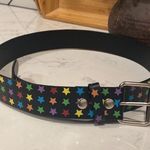 Rainbow star bonded leather belt grunge animé punk NWOT unisex Photo 1