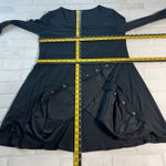 SUN KIM Tunic Top Womens Medium Black Lagenlook Asymmetrical Mixed Media Grommet Photo 1