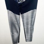 Alto Giro Fun Fitness Floral Colorblock Navy & White High Rise Striped Leggings Blue Size M Photo 8